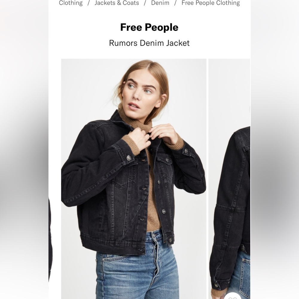 Black denim jacket.